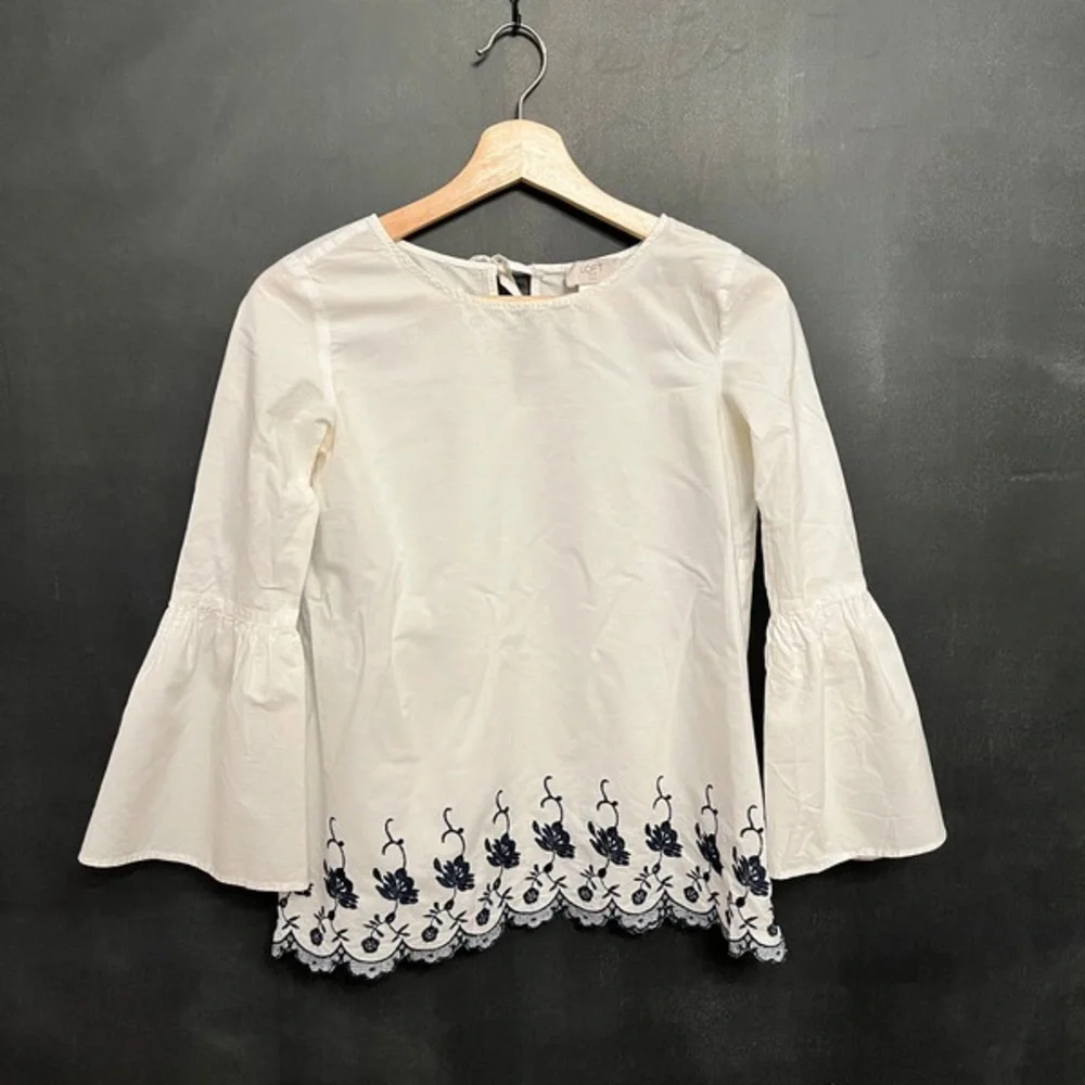 White Embellished Bell Sleeve Blouse - Picture 1 of 2